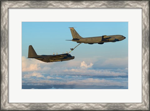 Framed MC-130H Combat Talon II Being Refueled by a KC-135R Stratotanker Print