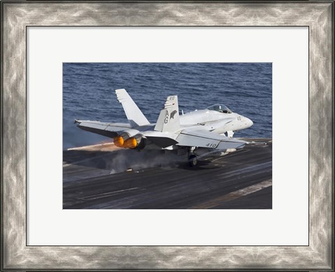 Framed F/A-18C Hornet Taking Off from the USS Dwight D Eisenhower Print