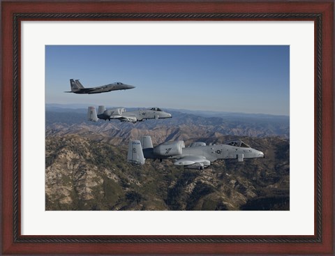 Framed F-15 Eagle and Two A-10 Thunderbolts, Central Idaho Print