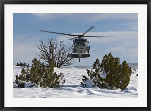 Framed HH-60G Pave Hawk Flies Low in New Mexico Print