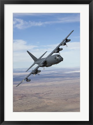 Framed MC-130 Manuevers During a Training Mission Print