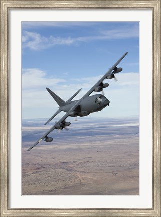 Framed MC-130 Manuevers During a Training Mission Print