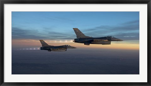 Framed Two F-16&#39;s over Arizona before sunset Print