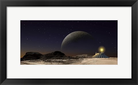 Framed Futuristic Space Scene Inspired by the Novel, The City and The Stars Print