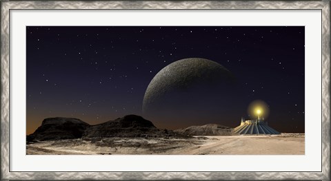 Framed Futuristic Space Scene Inspired by the Novel, The City and The Stars Print