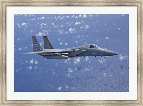 Framed F-15 Eagle Flies over the Pacific Ocean (close up) Print