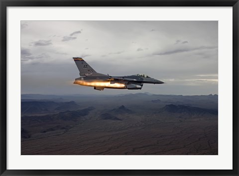 Framed F-16 Fighting Falcon Fires an AGM-65 Maverick Missile Print