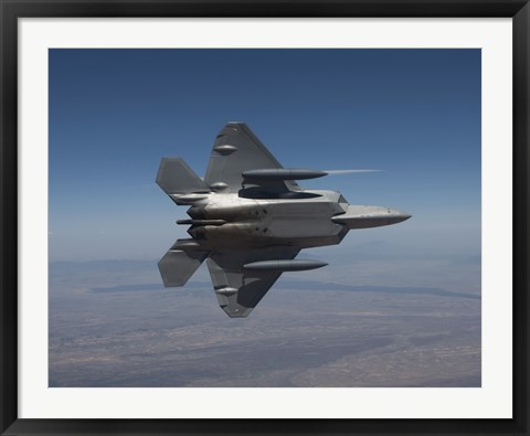 Framed F-22 Raptor Maneuvers over New Mexico Print