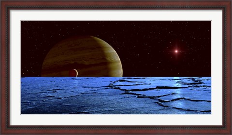 Framed Jupiter and its Moon Lo as Seen from the Surface of Jupiter&#39;s Moon Europa Print