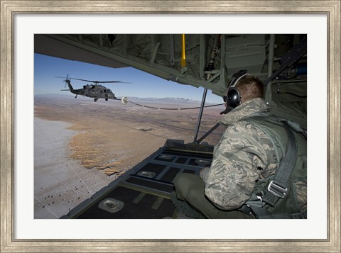 Framed Loadmaster on an HC-130 Watches a HH-60G Pave Hawk Refuel Print