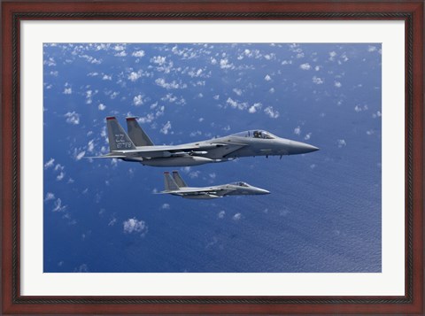Framed Two F-15 Eagles over the Pacific Ocean Print