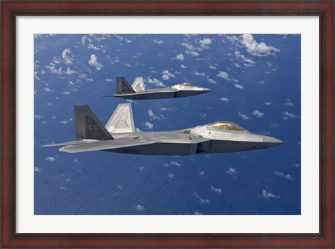Framed Two F-22 Raptors During a Training Mission Print