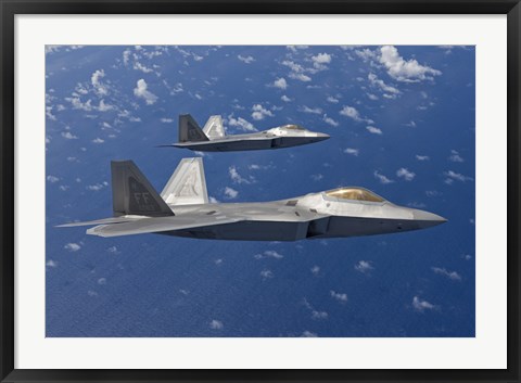 Framed Two F-22 Raptors During a Training Mission Print