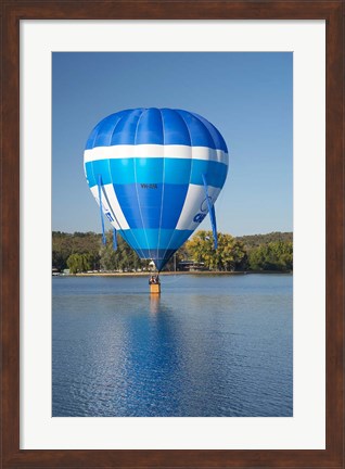 Framed Australia, Canberra, Hot Air Balloon, Lake Burley Griffin Print