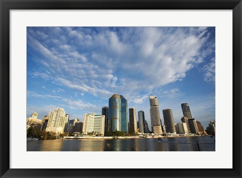 Framed Australia, Queensland, Brisbane River, City Skyline Print