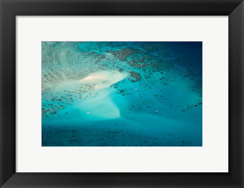 Framed Upolu Cay and Dive Boats, Great Barrier Reef Marine Park, Australia Print
