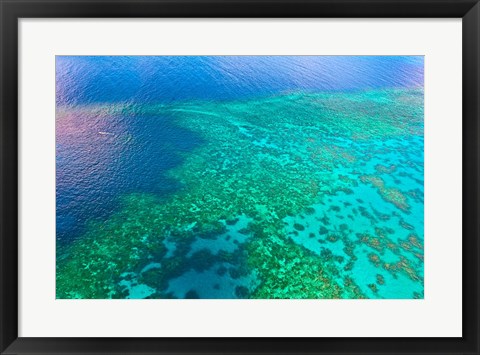Framed Aerial view of the Great Barrier Reef, Queensland, Australia Print