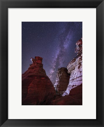 Framed Milky Way  above the Wedding Party Rock Formation, Oklahoma Print