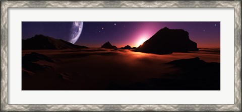 Framed View of an Alien Sunset from High Above the Clouds Print