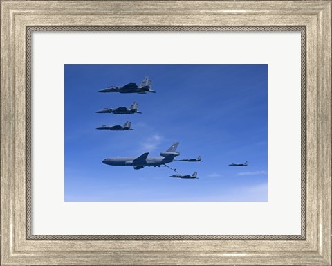Framed Six F-15 Eagles Refuel from a KC-10 Extender Print