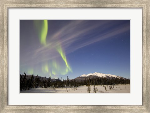 Framed Aurora Borealis over Mountain near Mayo, Yukon, Canada Print