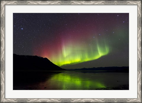 Framed Aurora Borealis with Big Dipper over Kluane Lake, Yukon, Canada Print