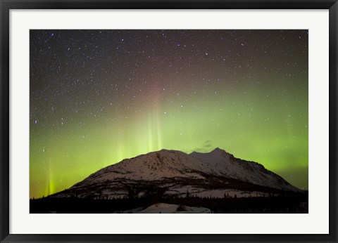 Framed Aurora Borealis and Milky Way over Carcross Desert Print