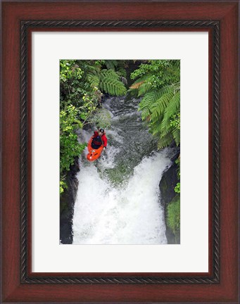 Framed Kayak in Tutea&#39;s Falls, Okere River, New Zealand Print