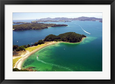 Framed Motuarohia Island, Bay of Islands, Northland, New Zealand Print