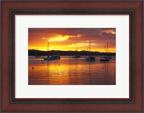 Framed Sunset, Russell, Bay of Islands, Northland, New Zealand Print