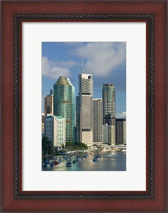 Framed Central business district viewed from Kangaroo Point, Brisbane, Queensland Print