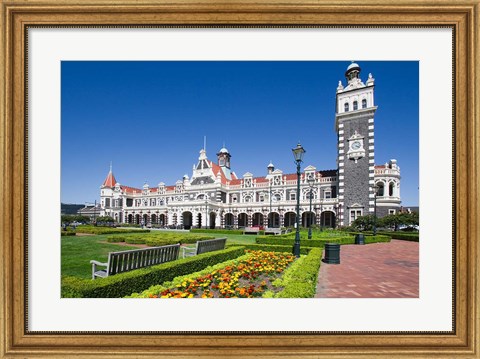 Framed Park near Ornate Railroad Station, Dunedin, South Island, New Zealand Print