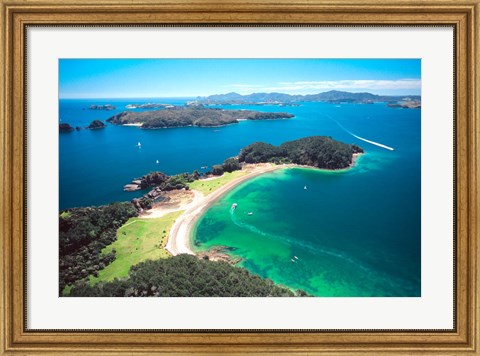 Framed Motuarohia Island, Roberton Island, Bay of Islands, Northland, New Zealand Print