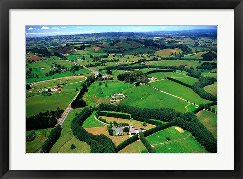 Framed Farmland, Brookby, South Auckland, New Zealand Print