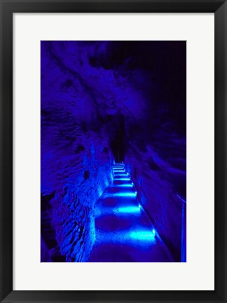 Framed Blue Lights, Ruakuri Caves, North Island, New Zealand Print