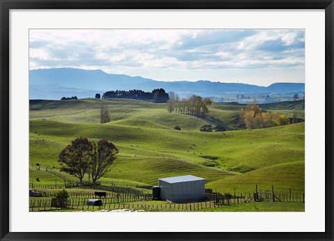 Framed Farmland, Napier, Taihape Road, Hawkes Bay, North Island, New Zealand Print