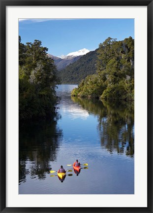 Framed Kayaks, Moeraki River by Lake Moeraki, West Coast, South Island, New Zealand Print
