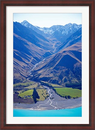 Framed Lake Pukaki and Whale Stream, Ben Ohau Range, South Island, New Zealand Print