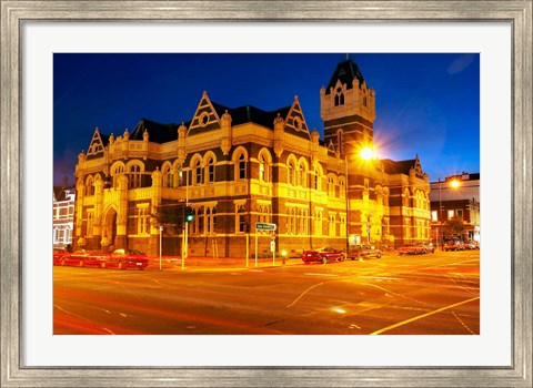 Framed Law Courts at night, Dunedin, South Island, New Zealand Print