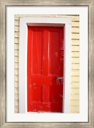 Framed Red Door, Sutton Railway Station, Otago, South Island, New Zealand Print