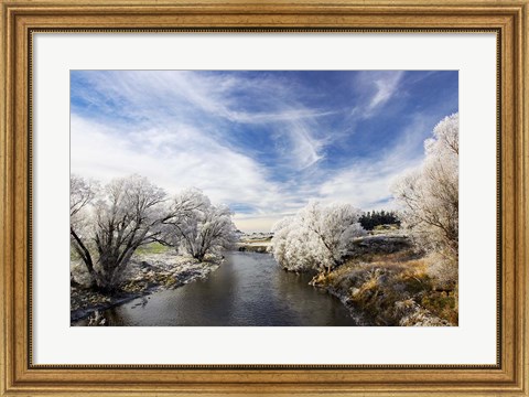 Framed Taieri River, Sutton, Otago, South Island, New Zealand Print
