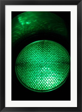 Framed Green Traffic Light, New Zealand Print