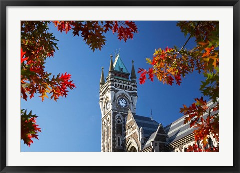 Framed Clock Tower, Dunedin, South Island, New Zealand Print