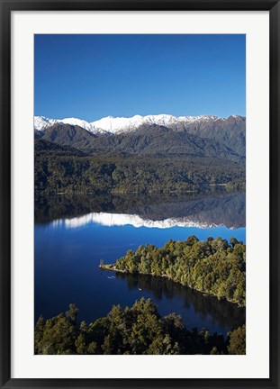 Framed Kayakers, Lake Mapourika, South Island, New Zealand Print