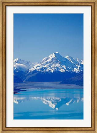 Framed Aoraki, Mt Cook and Lake Pukaki, South Canterbury, South Island, New Zealand Print