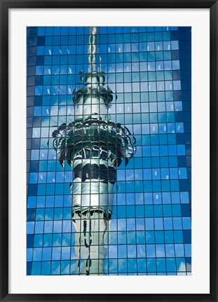 Framed Skytower, Modern Building, Auckland, New Zealand Print