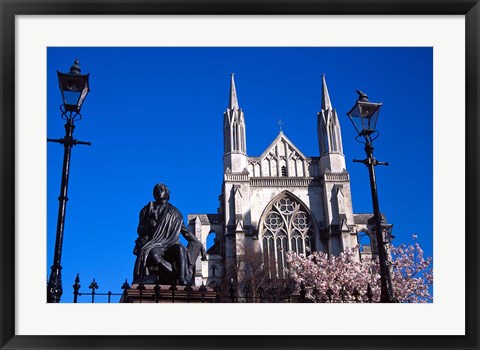 Framed St Pauls Cathedral and Robert Burns Statue, Octagon, Dunedin, New Zealand Print
