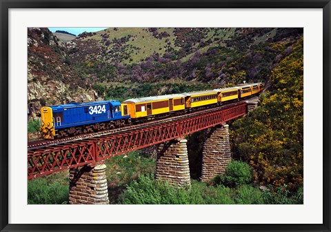 Framed Taieri Gorge Train, near Dunedin, Otago, New Zealand Print