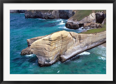 Framed Cliffs at Tunnel Beach, Dunedin, New Zealand Print