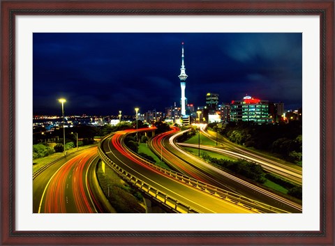 Framed Motorways and Skytower, Auckland Print